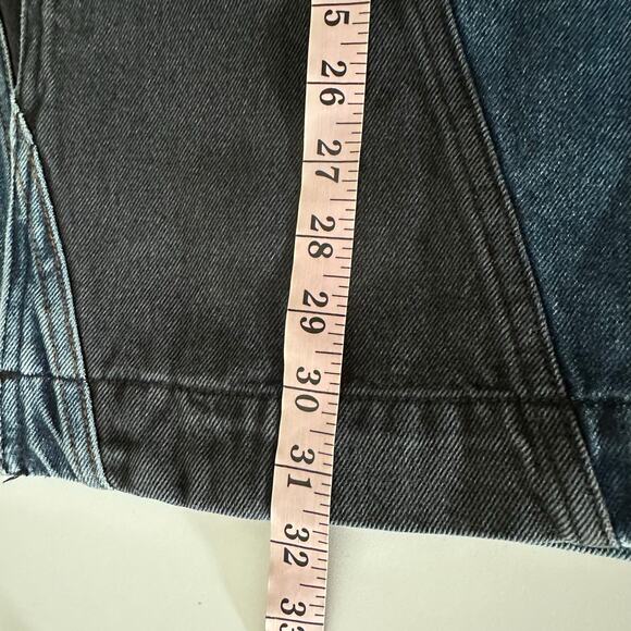 NEW Feng Chen Wang Men's Black Blue Stripe Denim Button Down Shirt Size XL - Picture 10 of 12